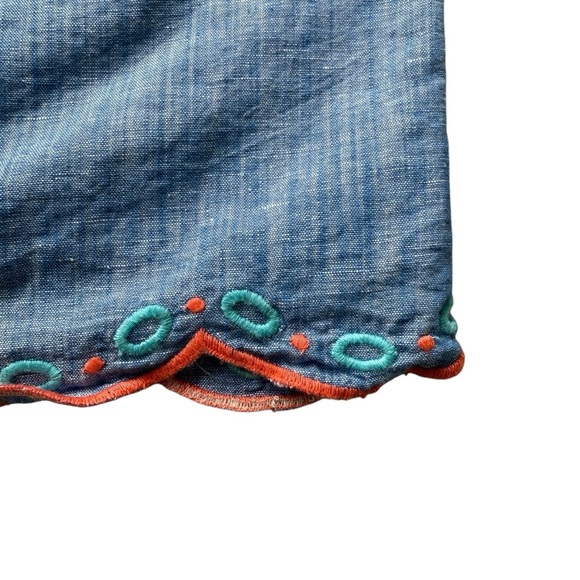 Talbots Women's Floral A-Line Linen Blend Knee Length Skirt Blue Size 4 Casual - Picture 8 of 10